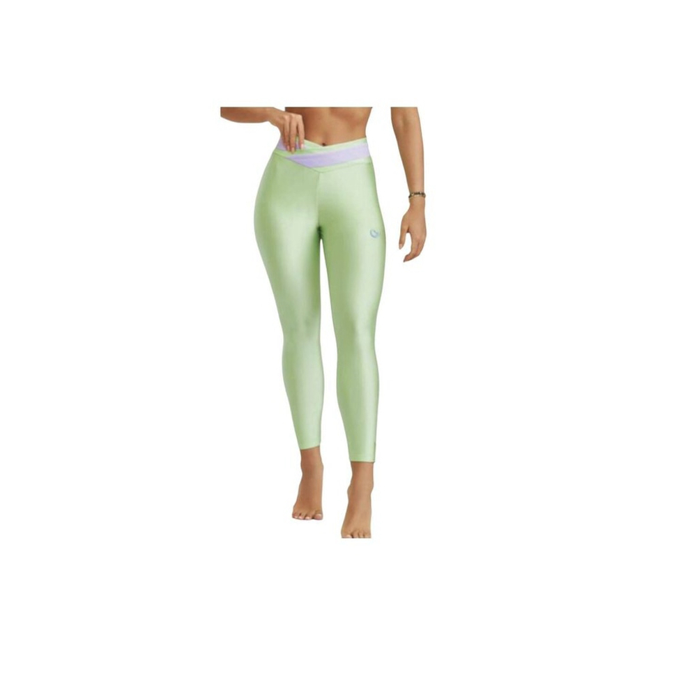 Cajubrasil Size M Crossover Athletic Leggings Pastel Green Light Purple
